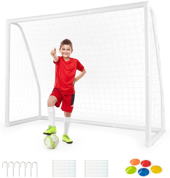 245 x 180 cm Fußballtor mit Hochfestem Netz & 6 Erdspießen Wetterfestes Tor Fußballtraining