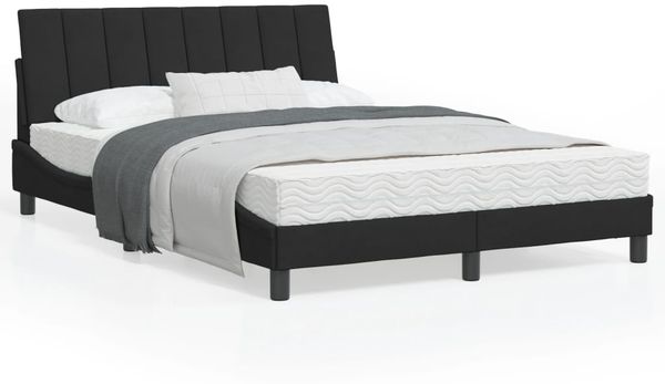 vidaXL Bett mit Matratze "Hanko" Schwarz 120x200 cm Samt 3208588