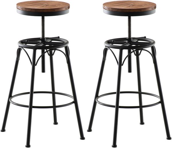 2er Set Barhocker KOZON - Metall Schwarz 42x42x70 cm | Barstuhl Drehbar Tresenhocker Tresenstuhl Kneipenhocker Kneipenstuhl