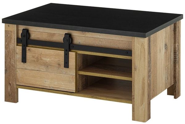 Couchtisch Shilo / Sherwood, Anthrazit, Holzfarben, 93 x 51 x 60 cm
