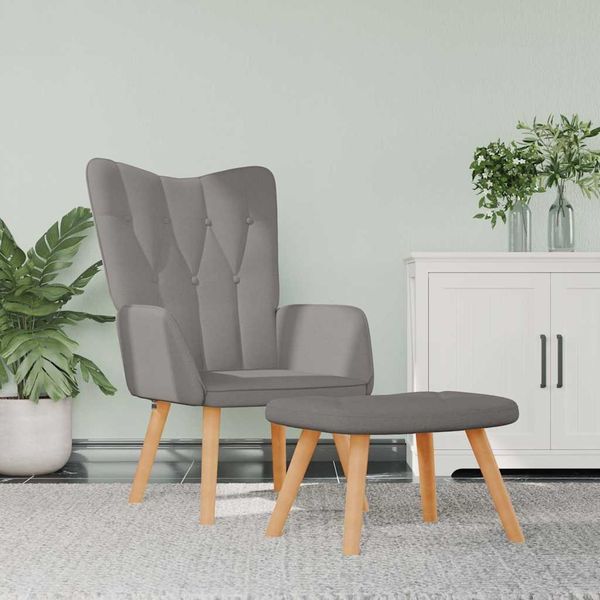 vidaXL Relaxsessel mit Hocker Taupe Stoff [327543]