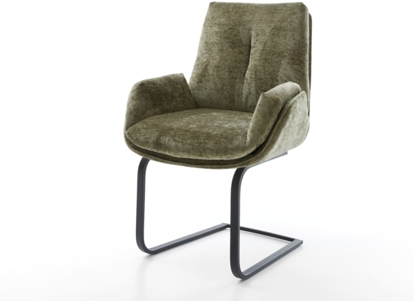 Freischwinger Clea-Flex Chenille Olive Freischwinger flach Schwarz