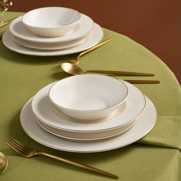 Karaca Geschirr-Set Karaca Stream Bone Massimo Tafelservice 24-tlg 6 Personen