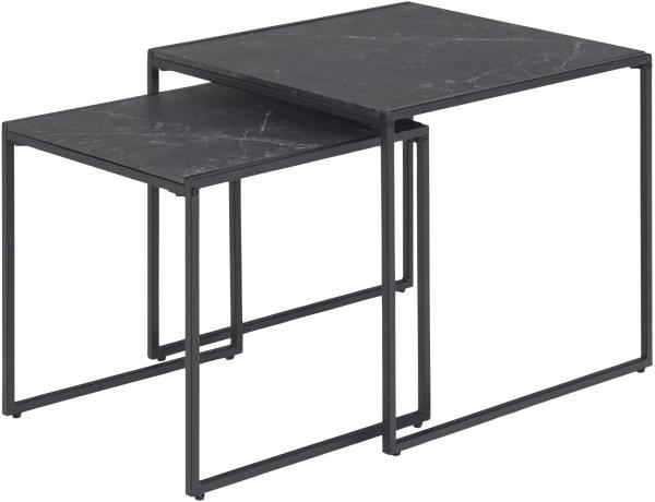 Satztisch >Inverness< in Schwarz matt aus MDF Metall - 50x45x50cm (BxHxT)