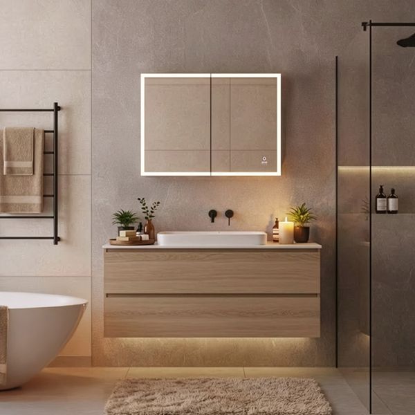 HOME DELUXE LED-Spiegelschrank EVE Schwarz - 80 x 60 cm