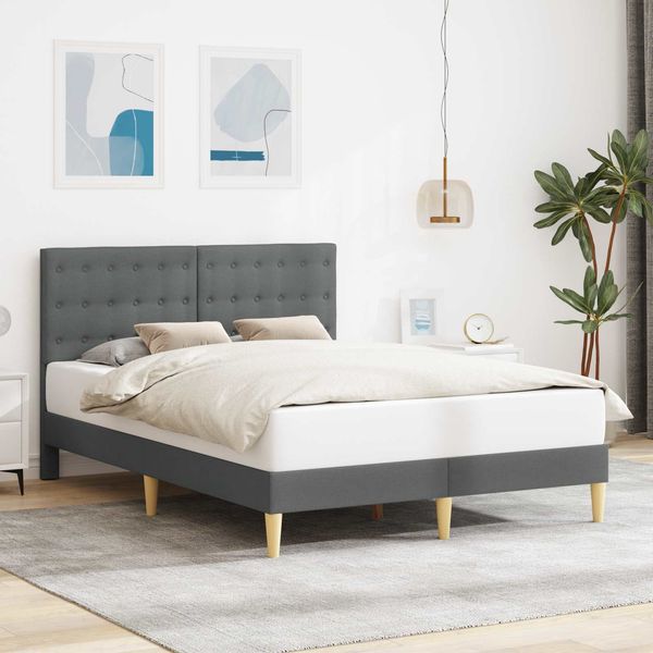 vidaXL Bettrahmen mit Kopfteil Dunkelgrau 140 x 190 cm Stoff 42027792