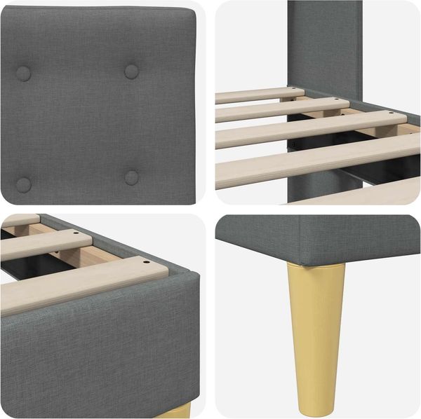 vidaXL Bettrahmen mit Kopfteil Dunkelgrau 140 x 190 cm Stoff 42027792 Bild 7