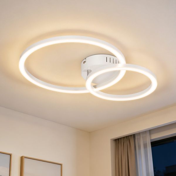 ZMH LED Deckenleuchte 23W Weiß Küchenlampe 3000K 40cm Warmweiß Modern Design 2-Ringewarmweiß, led, modern, küche, wohnzimmer, schlafzimmer, design, flur