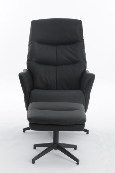 gepolsteter Relaxsessel mit Hocker - dunkelgrau