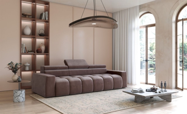 Bigsofa Couchgarnitur DARCY Megasofa in Stoff Salvador Braun Bild 1