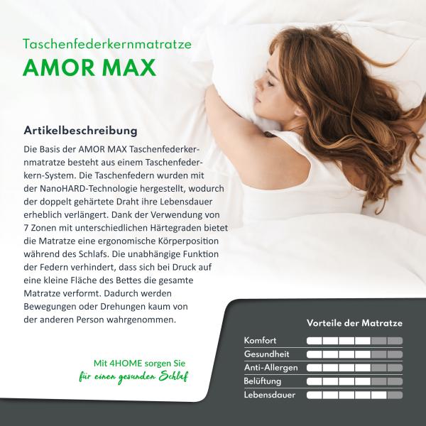 Matratze 90x200 cm Taschenfederkern Kokos 7 Zonen H3 H4 AMOR MAX HR Schaum 25 cm Bild 5