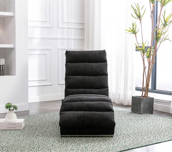 Relaxsessel Sitzfläche 55x148x84 cm, Leinenpolster, sanfte Vibrationsmassage, Schwarz