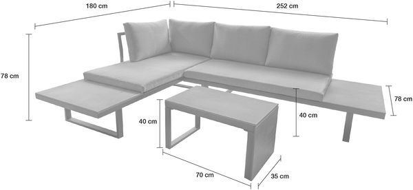 LC Garden 'Sungardo' Gartenlounge-Set inkl. Auflagen, 3tlg., individuell stellbar, Aluminium anthrazit, 70 x 35 x 41 cm Bild 4