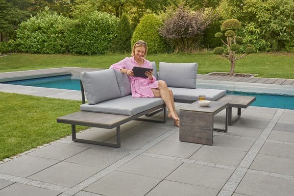LC Garden 'Sungardo' Gartenlounge-Set inkl. Auflagen, 3tlg., individuell stellbar, Aluminium anthrazit, 70 x 35 x 41 cm