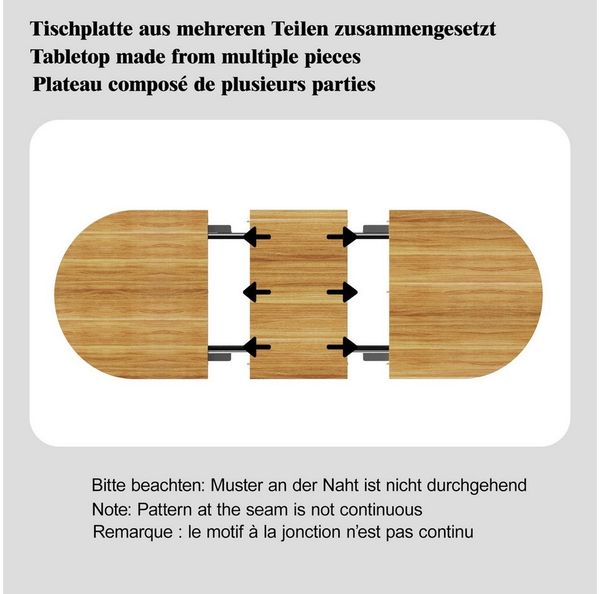 HAUSS SPOLE Esstisch 120-160cm mit abgerundeten Kanten,Küchentisch Holztisch ovaler,Braun (Esszimmertisch mit ausziehbarer Tischplatte von 120 cm auf 160 cm), Dining Table Esstisch mit abgerundeten Ecken Bild 4