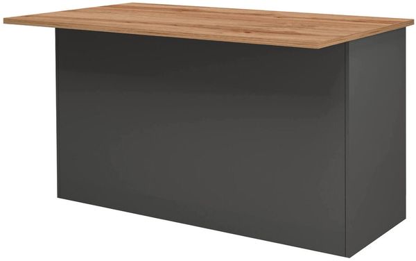 Dmora Kücheninsel Tartaro, Mehrzweckschrank, Küchenzeile Schrank, Zusätzlicher Tisch, 100 % Made in Italy, 155 x 90 x 90 cm, Anthrazit und Eiche