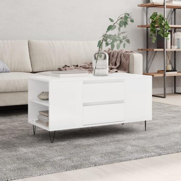 vidaXL Couchtisch Hochglanz-Weiß 102x44,5x50 cm Holzwerkstoff 830998