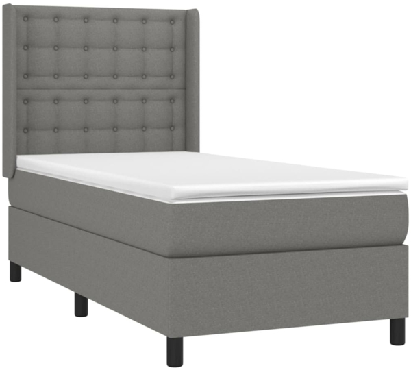 vidaXL Boxspringbett mit Matratze Dunkelgrau 100x200 cm Stoff 3131730 Bild 2