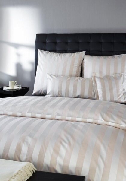 Mako-Brokat-Damast Bettwäsche - Curt Bauer Como 135x200 + 80x80 cm-0104 sand Bild 5