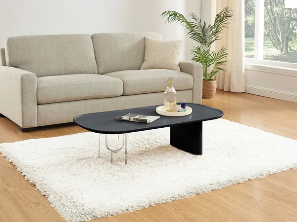 Vente-unique - RASIA Couchtisch Holz, Platte Schwarz - B 60 cm x H 35 cm x L 120 cm