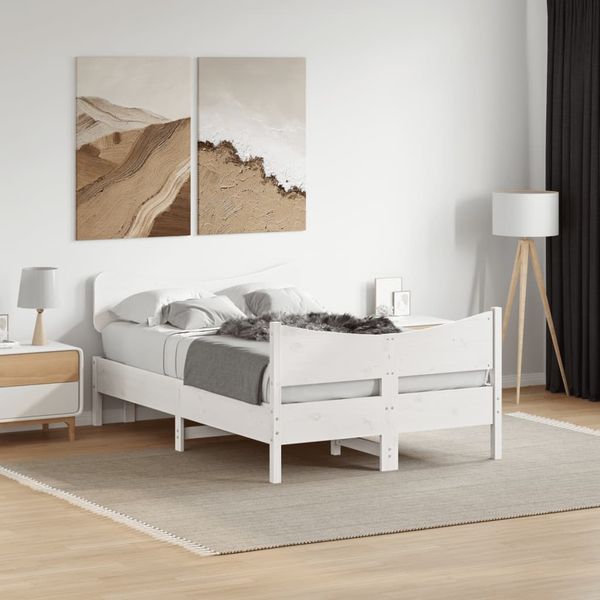 vidaXL Massivholzbett ohne Matratze Weiß 120x200 cm Kiefernholz 3216385