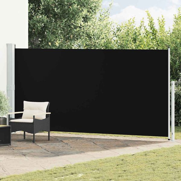 Seitenmarkise Ausziehbar, Balkon Sichtschutz 180x500 cm Schwarz