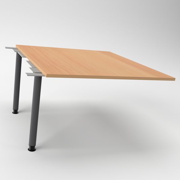 Rheinland Möbel Verkettungsplatte KONTI 120x130 cm – Erweiterungselement in Eiche mit graphitfarbenen Rundrohrfüßen, Anbautisch für KONTI Konferenztische 280/400/520 cm