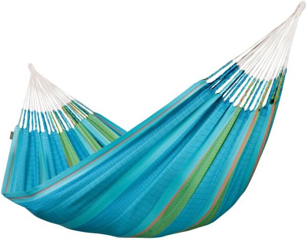 La Siesta Kingsize-Hängematte FLORA curacao blau Doppelhängematte aus Bio-Baumwolle