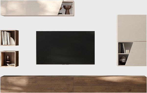 Home affaire Wohnwand Infinity, 6tlg. Breite 276 cm, moderne Mediawand, (6-St), (2x Lowboard hängend, 2x Hängewürfel, Hängeschrank, Würfelregal Set)