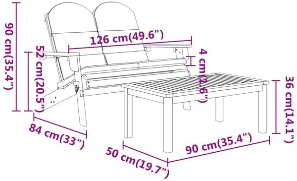 vidaXL 3-tlg. Garten-Lounge-Set Adirondack Massivholz Akazie 3152134 Bild 7