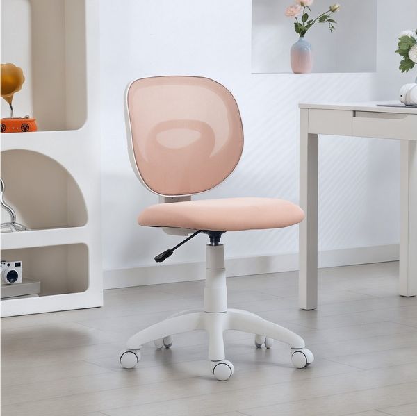 HOMCOM Bürostuhl Schreibtischstuhl mit Netzstoff-Rückenlehne (Schreibtischstuhl, 1 St), für Büro, Arbeitszimmer, Rosa