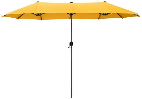 PHI VILLA Sonnenschirm, Balkon Rechteckig Groß Balkonschirm Garten Gartenschirm mit Kurbel UV Schutz Parasol Windfest, Mit der rostfreien Stahlstange und 12 Stahlrippen
