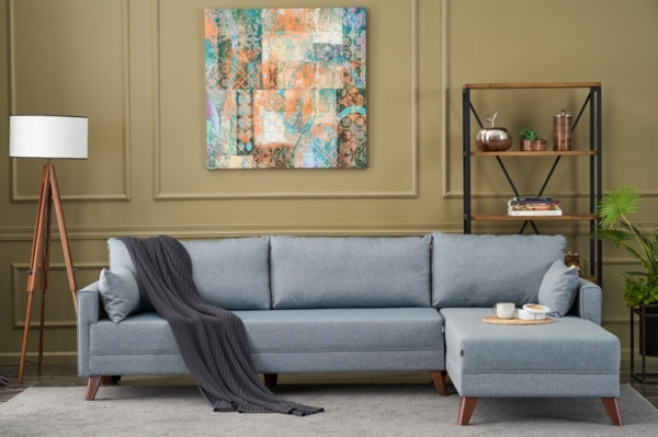 Ecksofa, 'Bella', 85 x 165 x 275, Blau