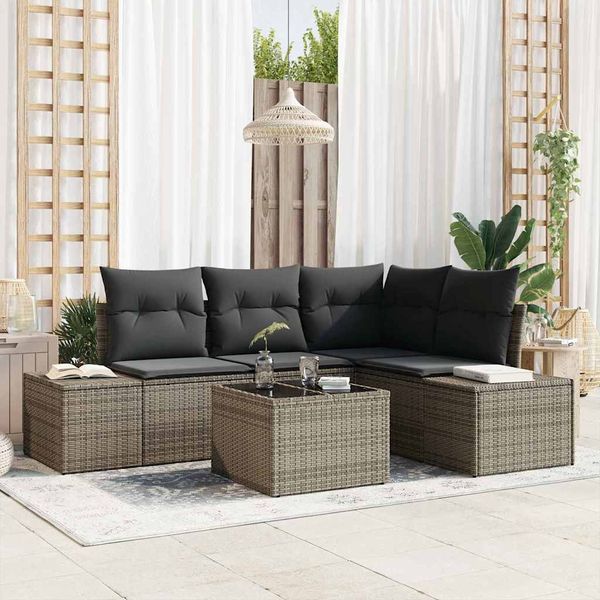 vidaXL Gartensofa-set mit Speicher Hellgrau Poly-Rattan 3355718