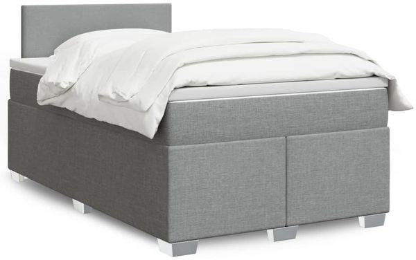 vidaXL Boxspringbett mit Matratze Hellgrau 120x190 cm Stoff 3285820