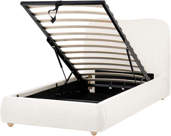 Bett mit Stauraum Stoff BLAGNAC 90x200 cm Cremeweiß