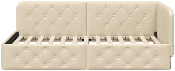 vidaXL Eckbettgestell mit Kopfteil Creme 90x190 cm Stoff 42016493 Bild 4