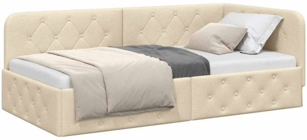 vidaXL Eckbettgestell mit Kopfteil Creme 90x190 cm Stoff 42016493 Bild 2