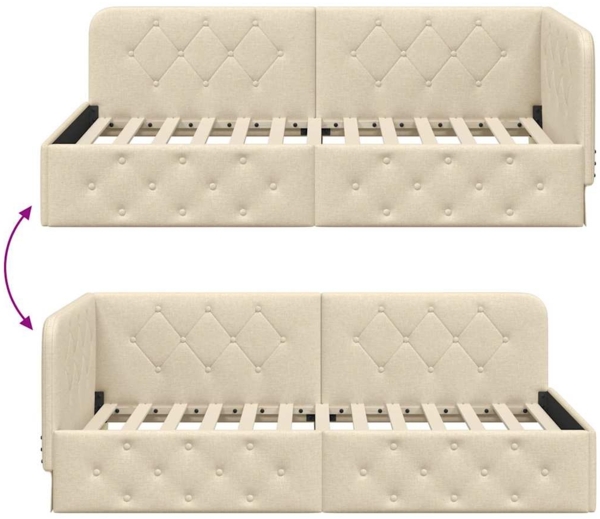 vidaXL Eckbettgestell mit Kopfteil Creme 90x190 cm Stoff 42016493 Bild 8