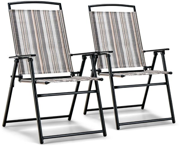 2er Set Gartenstühle Klappstühle mit Armlehnen 51 x 61,5 x 92 cm Grau