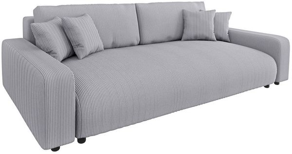 S-Style Möbel Schlafsofa Emma mit Schlaffunktion und Bettkasten in Cord-Stoff