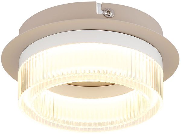 LED Deckenleuchte, sandfarben, weiß, D 16 cm