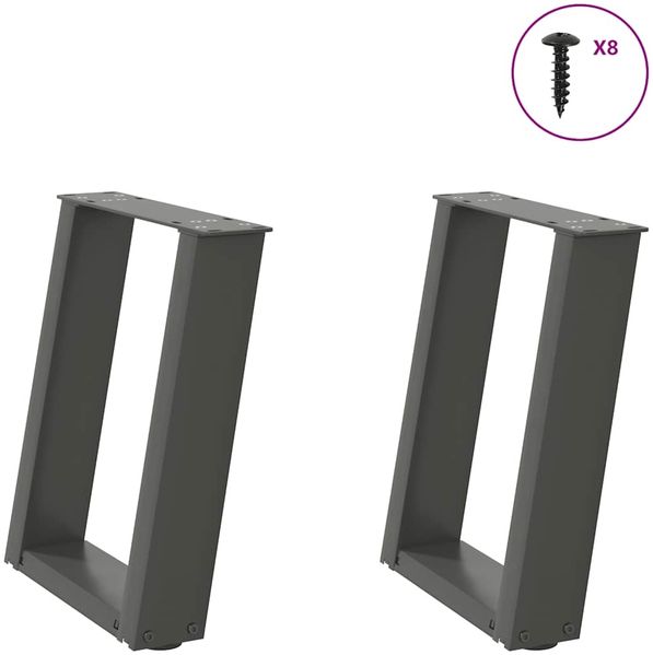 vidaXL Couchtischbeine U-Form 2 Stk. Anthrazit 28x(42-43) cm Stahl 4012758