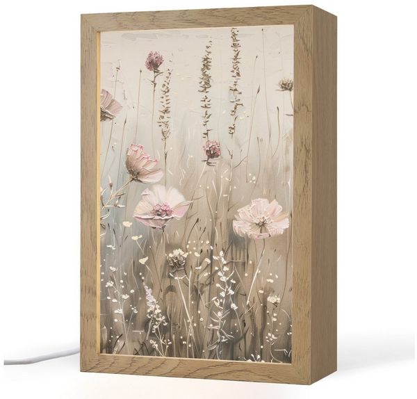 OnlyWow Tischleuchte Blumen - Rosa - Modern - Beige, Dimmbar, Farbwechsel, LED, Warmweiß, Kaltweiß, Neutralweiß Einstellbar, Tischlampe, Schreibtischlampe, Desk, Dimmbar, mit Kabel, LED