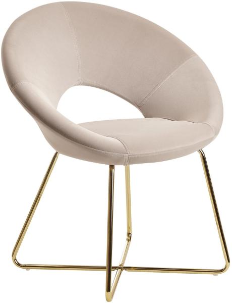 Kadima Design Esszimmerstuhl "Neto": Samtbezug, Metallbeine, 57x83x60 cm, Kunststoffnoppen. Beige, 60x57x83 cm