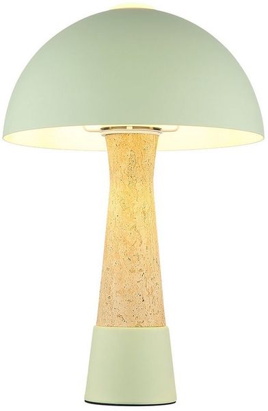 NOWA Schreibtischlampe, Leuchtmittel inklusive, Warmweiß, Tischlampe Tischleuchte Pilz Travertine-Optik grün LED