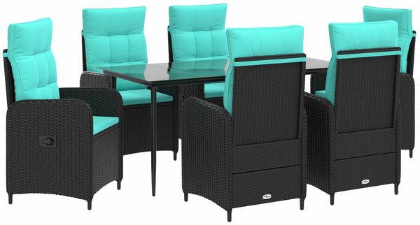 vidaXL Sofa-Tischset 7 pcs PE Rattan und pulverbeschichteter Stahl 3422465