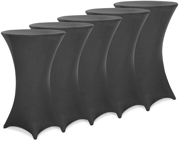 DETEX® Stehtischhusse 5er Set Anthrazit Grau 70-75cm Verstärkter Fußbereich 30°C Waschbar Stehtisch Hussen Stretch Bezug