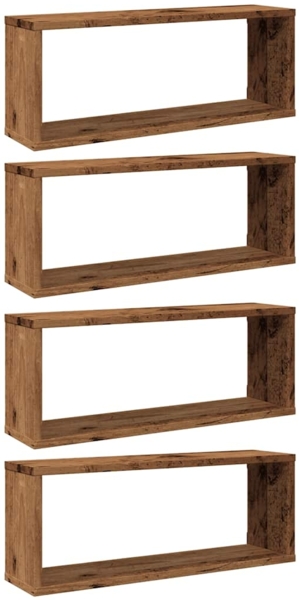 vidaXL Würfel-Wandregale 4 Stk. Altholz-Optik 60x15x23 Holzwerkstoff 856587