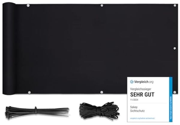 Balkon Sichtschutz Balkonabdeckung Balkonsichtschutz Balkonverkleidung blickdichte Windschutz, 75x600cm, Schwarz